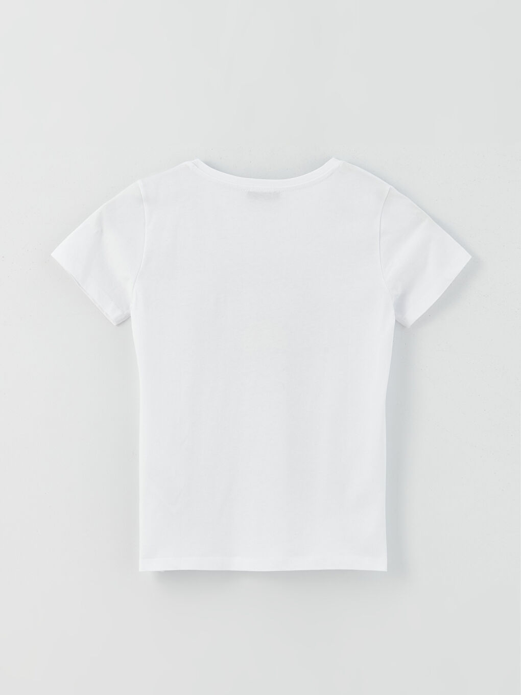 Beyaz Bisiklet Yaka Baskılı Kısa Kollu Kadın Tişört-6