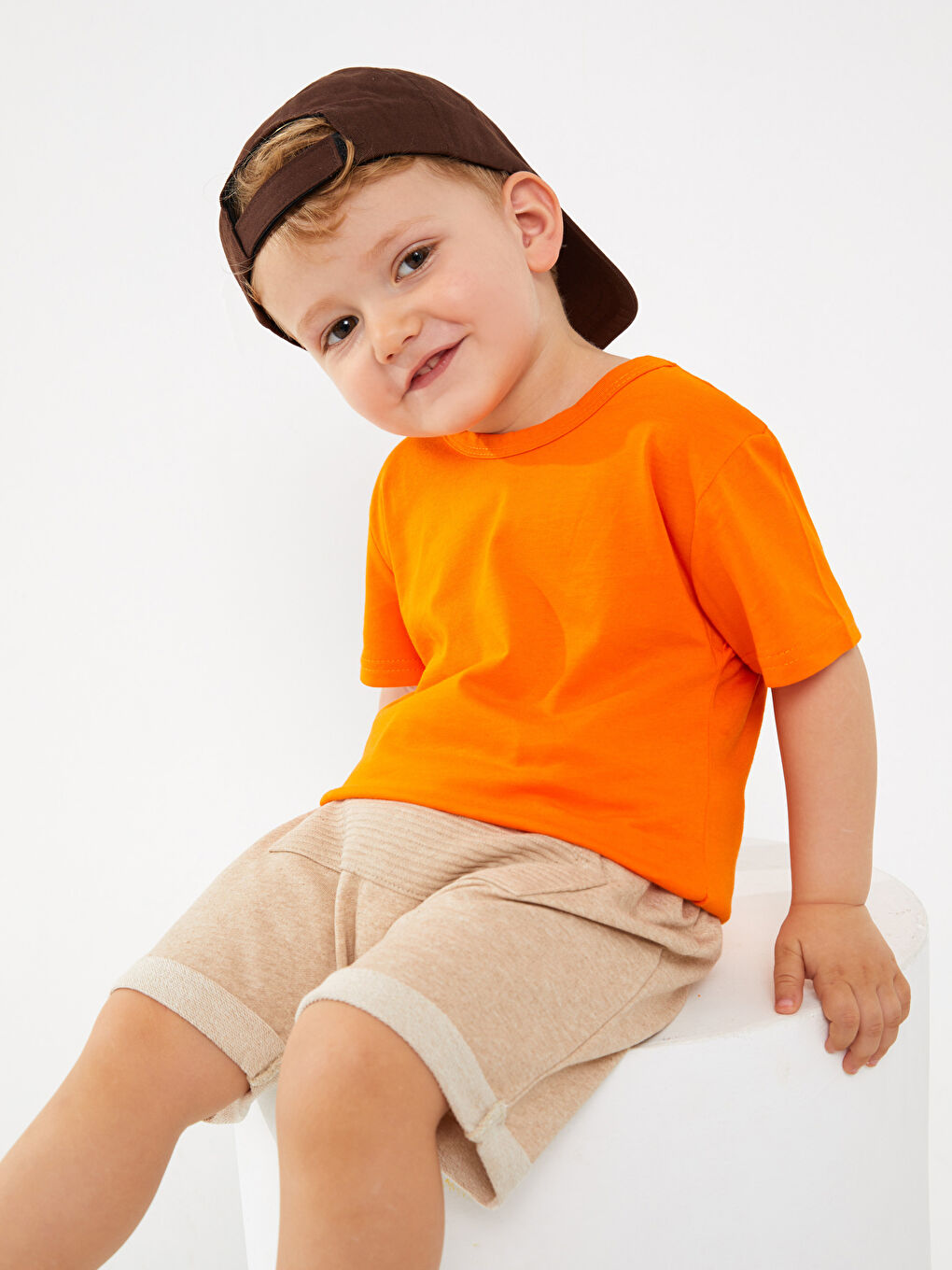 Turuncu Bisiklet Yaka Erkek Bebek Tişört-1