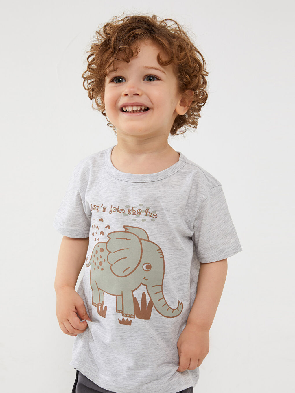 Gri Bisiklet Yaka Erkek Bebek Tişört