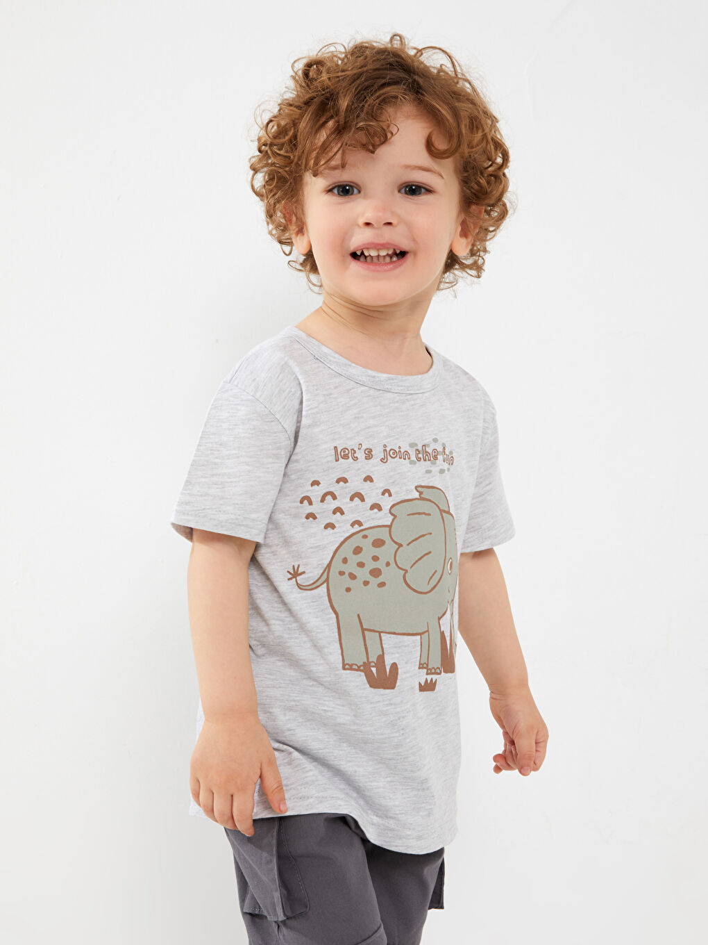 Gri Bisiklet Yaka Erkek Bebek Tişört-2