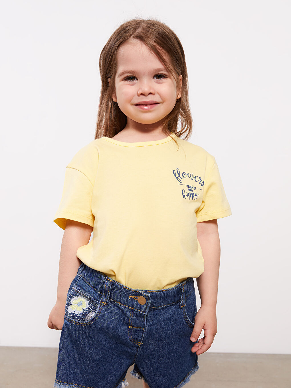 Sarı Bisiklet Yaka Kız Bebek Tişört-1