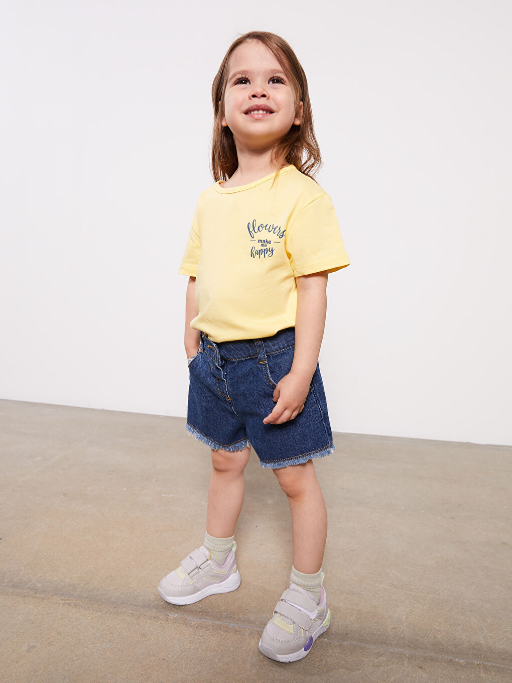 Sarı Bisiklet Yaka Kız Bebek Tişört-2