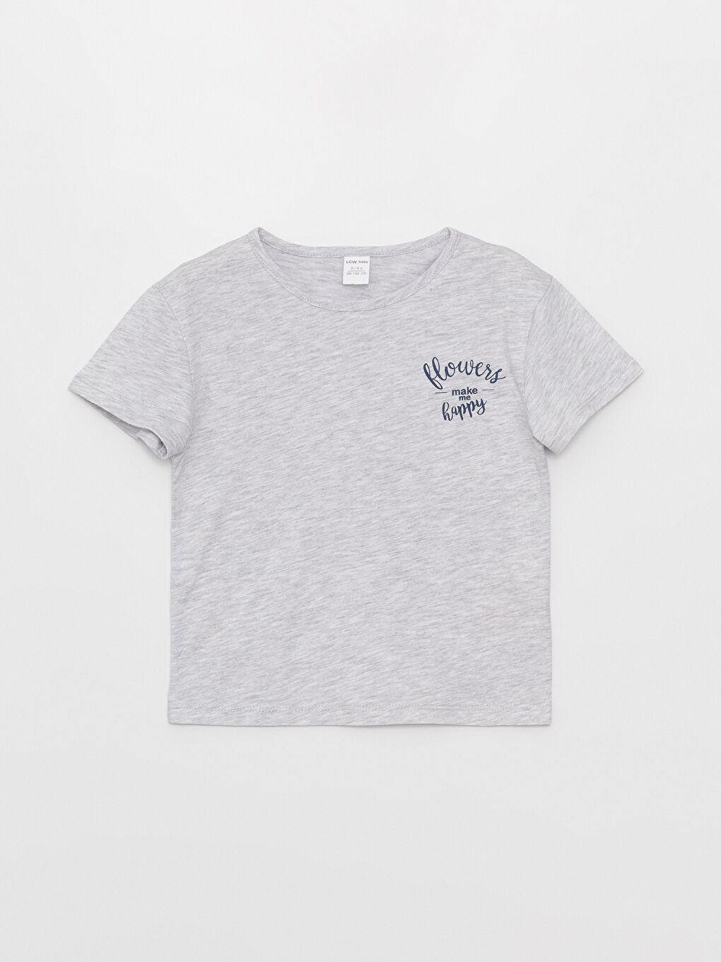 Gri Bisiklet Yaka Kız Bebek Tişört-3