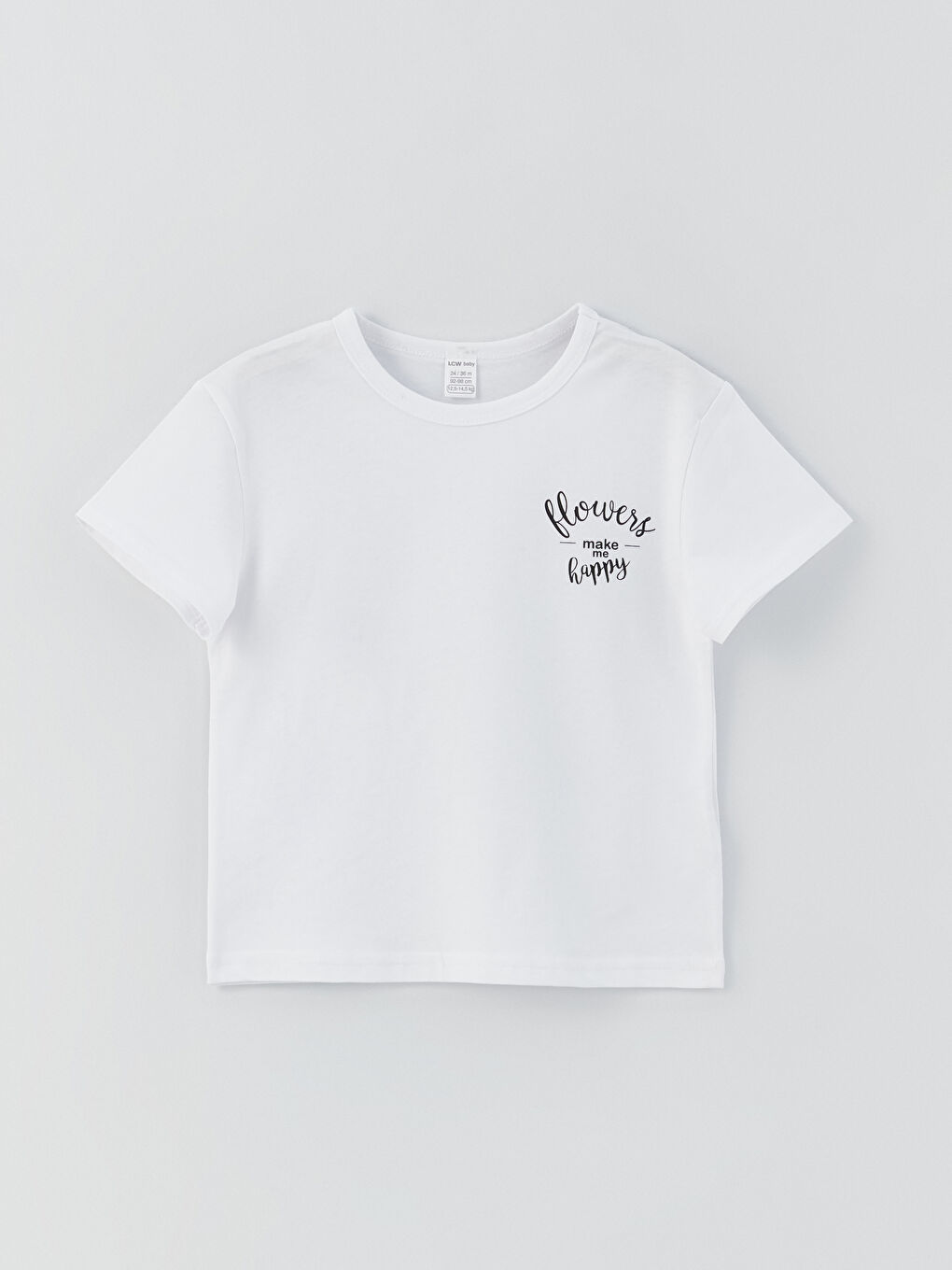 Beyaz Bisiklet Yaka Kız Bebek Tişört-3