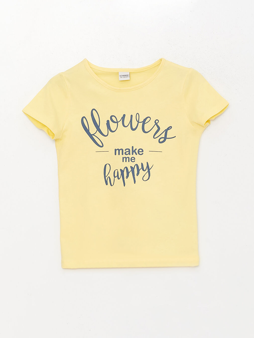 Sarı Bisiklet Yaka Baskılı Kısa Kollu Kız Çocuk Tişört-3