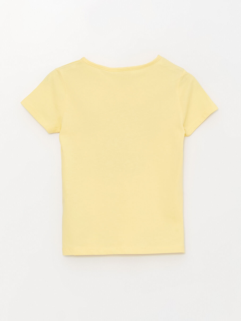 Sarı Bisiklet Yaka Baskılı Kısa Kollu Kız Çocuk Tişört-4