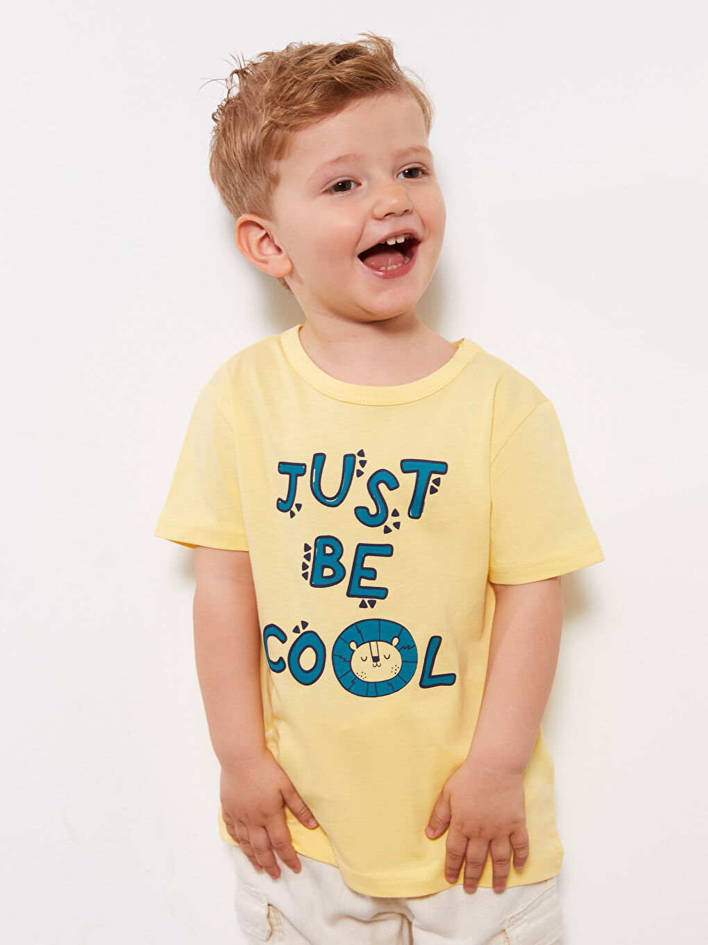 Sarı Bisiklet Yaka Kısa Kollu Erkek Bebek Tişört-1