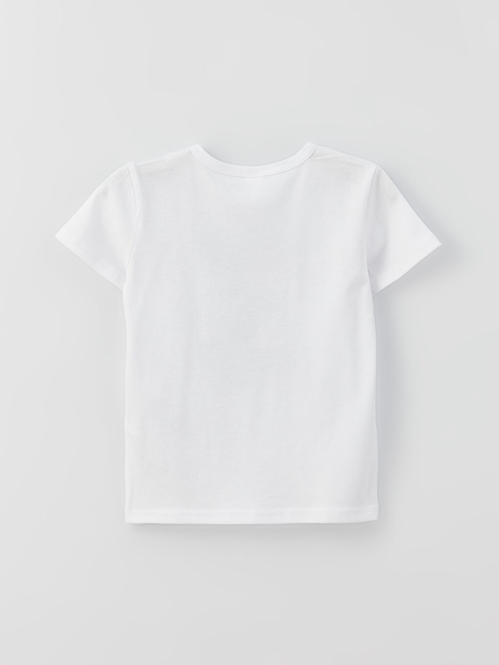 Beyaz Bisiklet Yaka Kısa Kollu Erkek Bebek Tişört-5