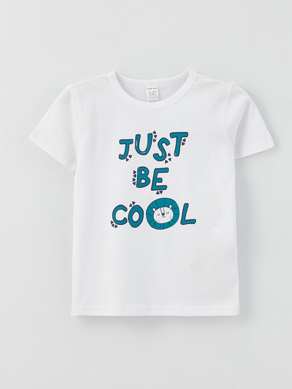 Beyaz Bisiklet Yaka Kısa Kollu Erkek Bebek Tişört-3