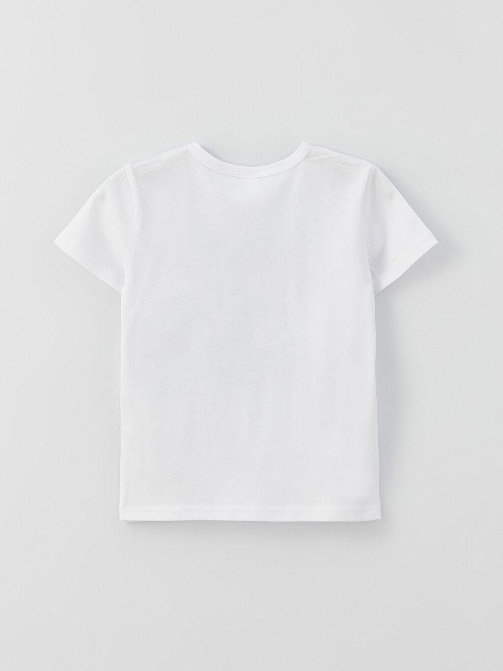 Beyaz Bisiklet Yaka Kısa Kollu Erkek Bebek Tişört-4