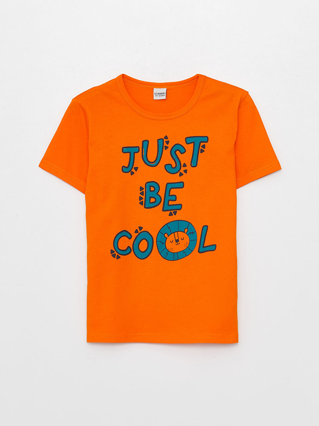 Turuncu Bisiklet Yaka Baskılı Kısa Kollu Erkek Çocuk Tişört