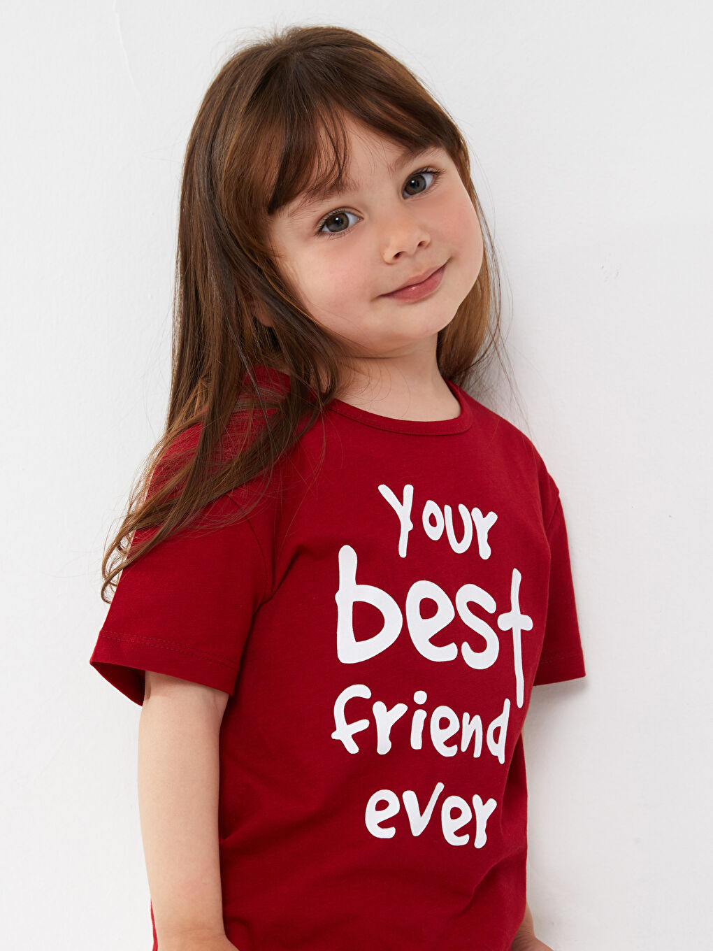 Kırmızı Bisiklet Yaka Baskılı Kız Bebek Tişört-1