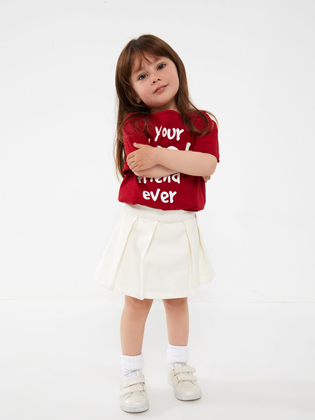 Kırmızı Bisiklet Yaka Baskılı Kız Bebek Tişört-2