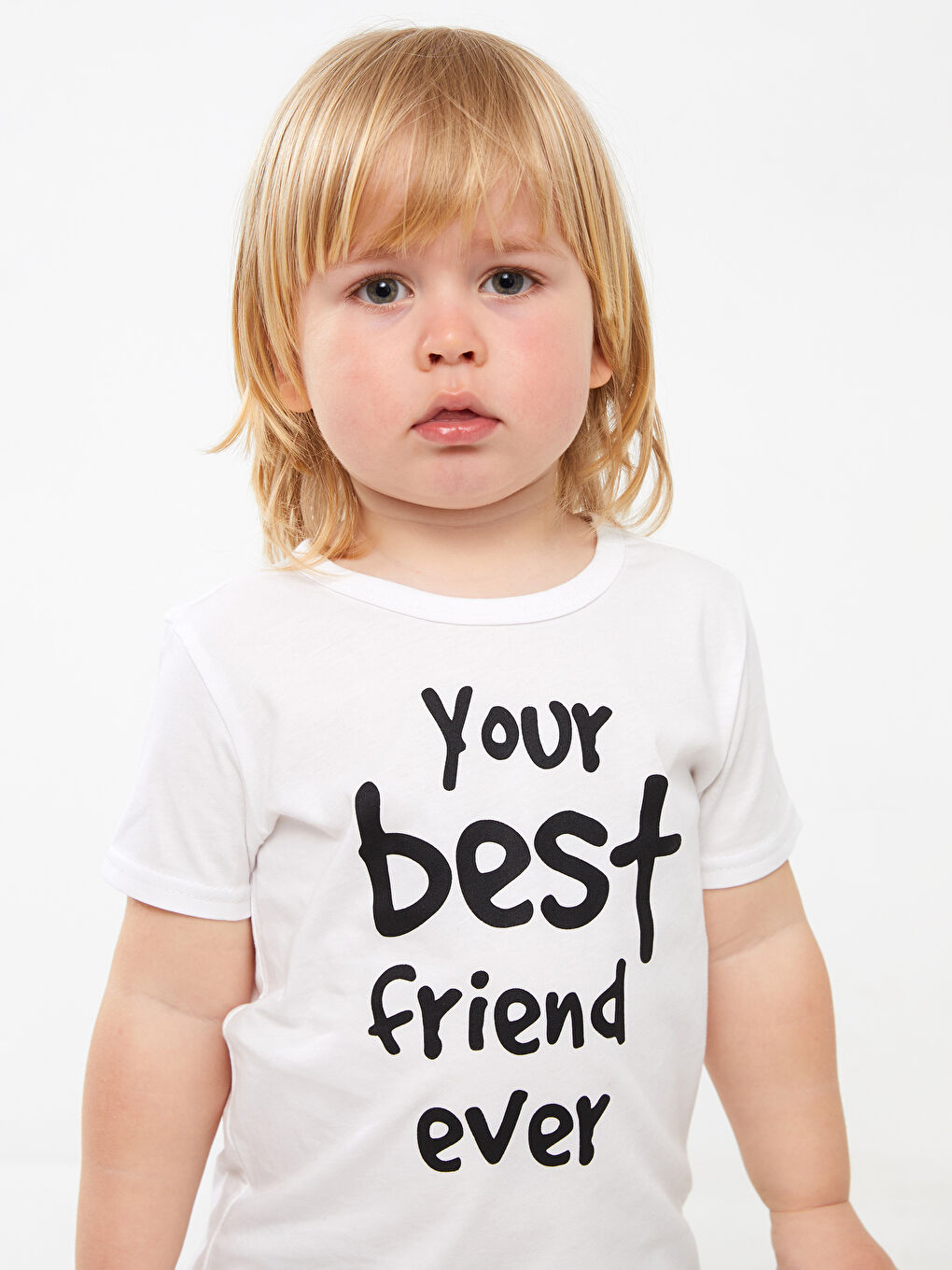 Beyaz Bisiklet Yaka Erkek Bebek Tişört-2