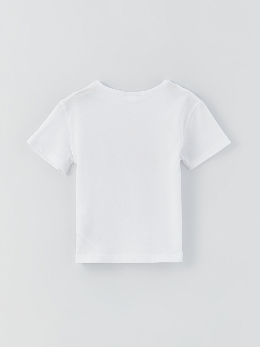 Beyaz Bisiklet Yaka Kız Bebek Tişört-4