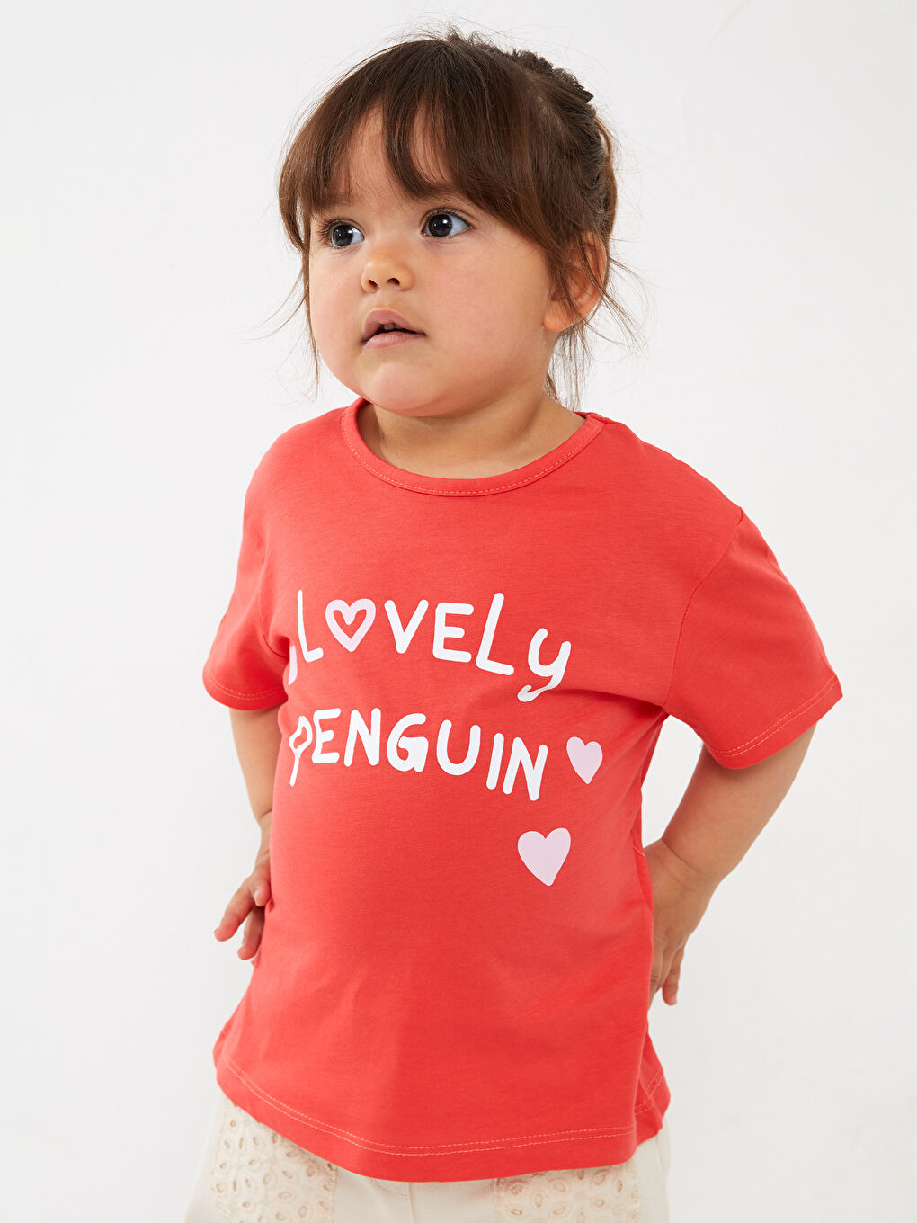 Turuncu Bisiklet Yaka Kız Bebek Tişört