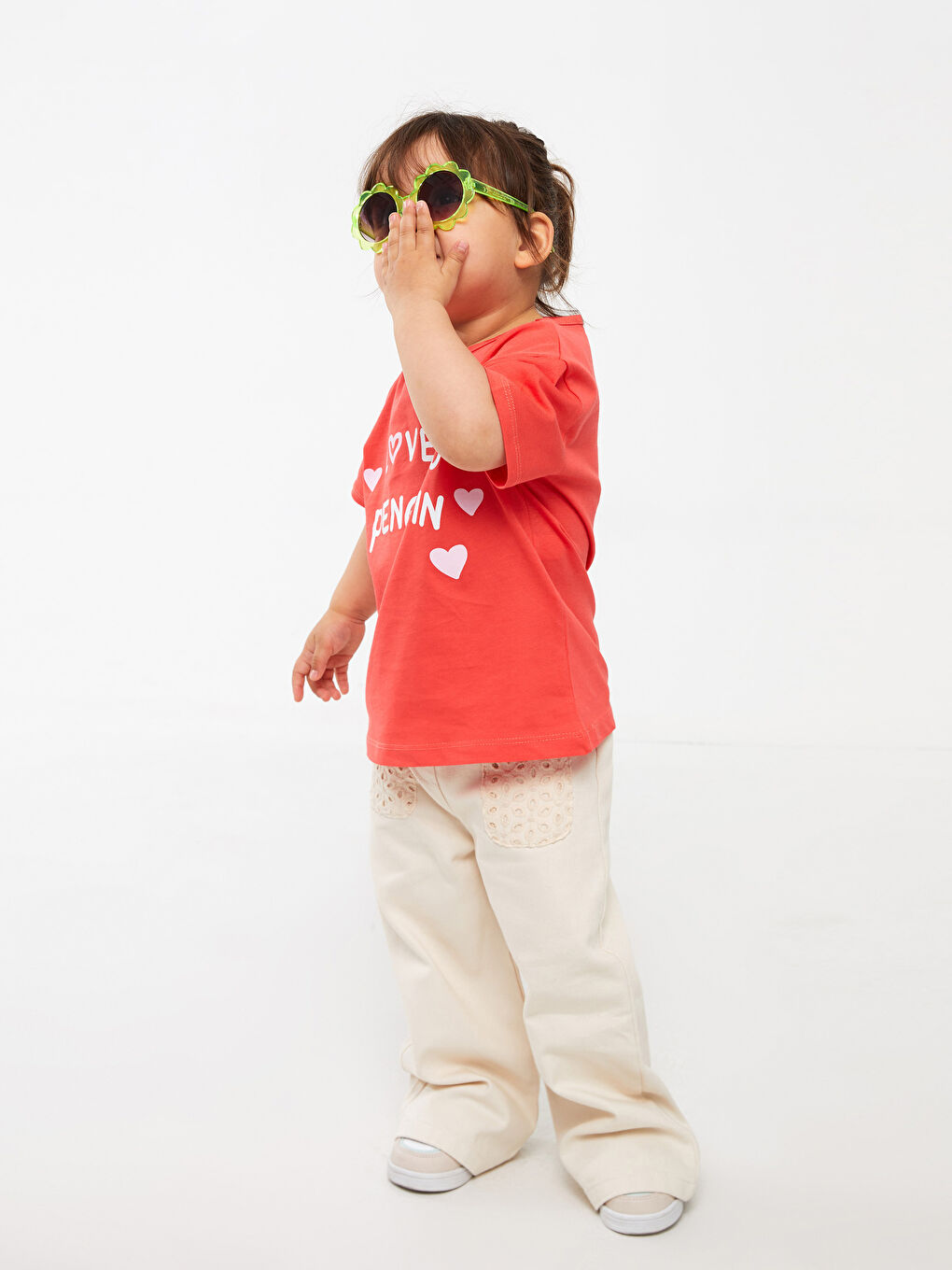 Turuncu Bisiklet Yaka Kız Bebek Tişört-1