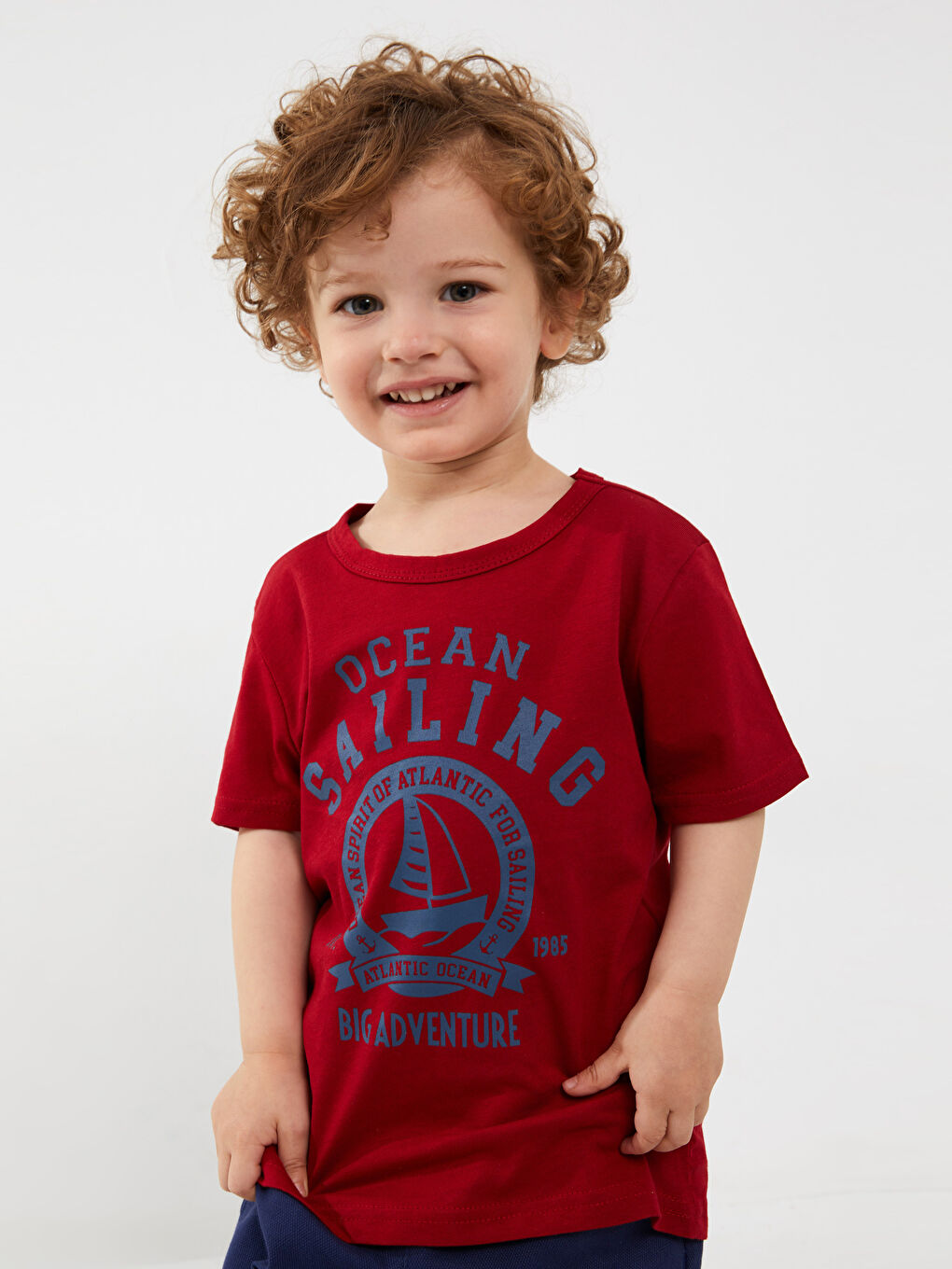 Kırmızı Bisiklet Yaka Kısa Kollu Erkek Bebek Tişört