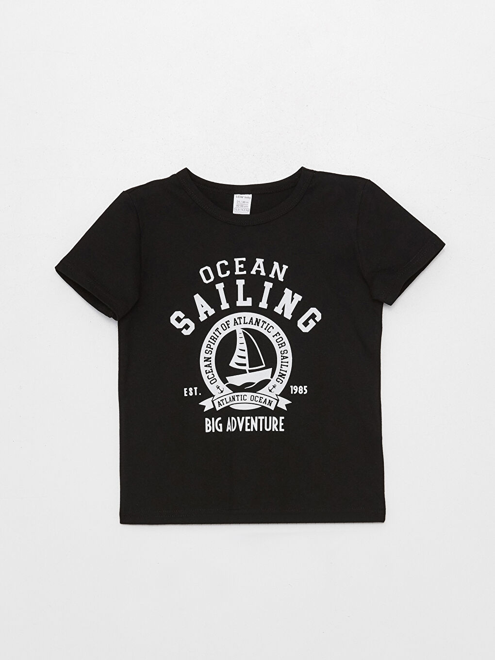 Siyah Bisiklet Yaka Kısa Kollu Erkek Bebek Tişört-3