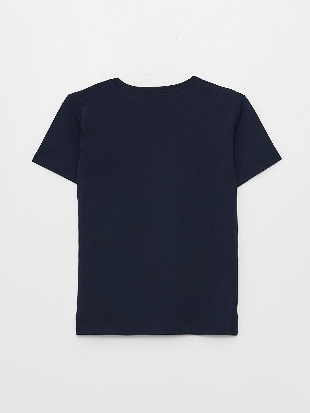 Lacivert Bisiklet Yaka Baskılı Kısa Kollu Erkek Çocuk Tişört-1
