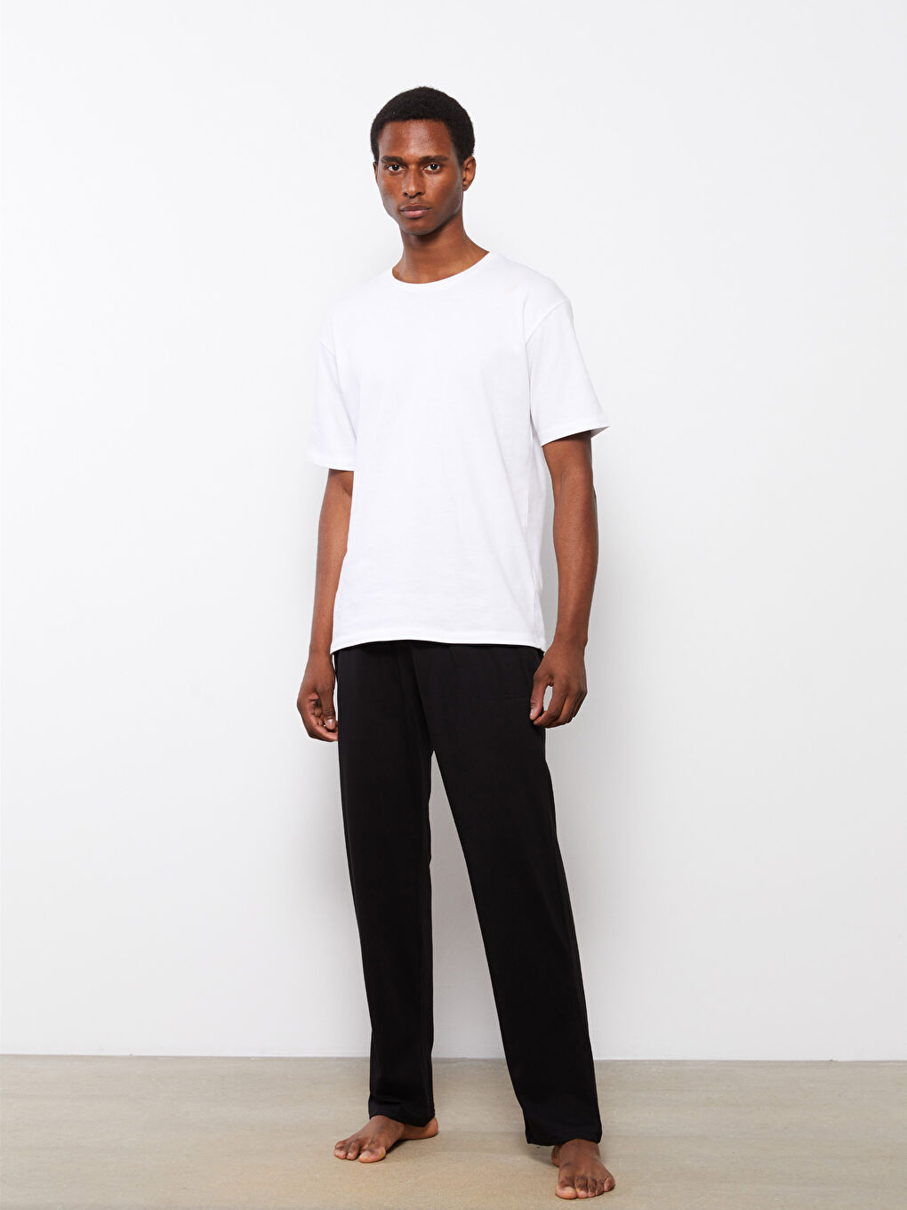 Siyah Standart Kalıp Erkek Pijama Alt-1