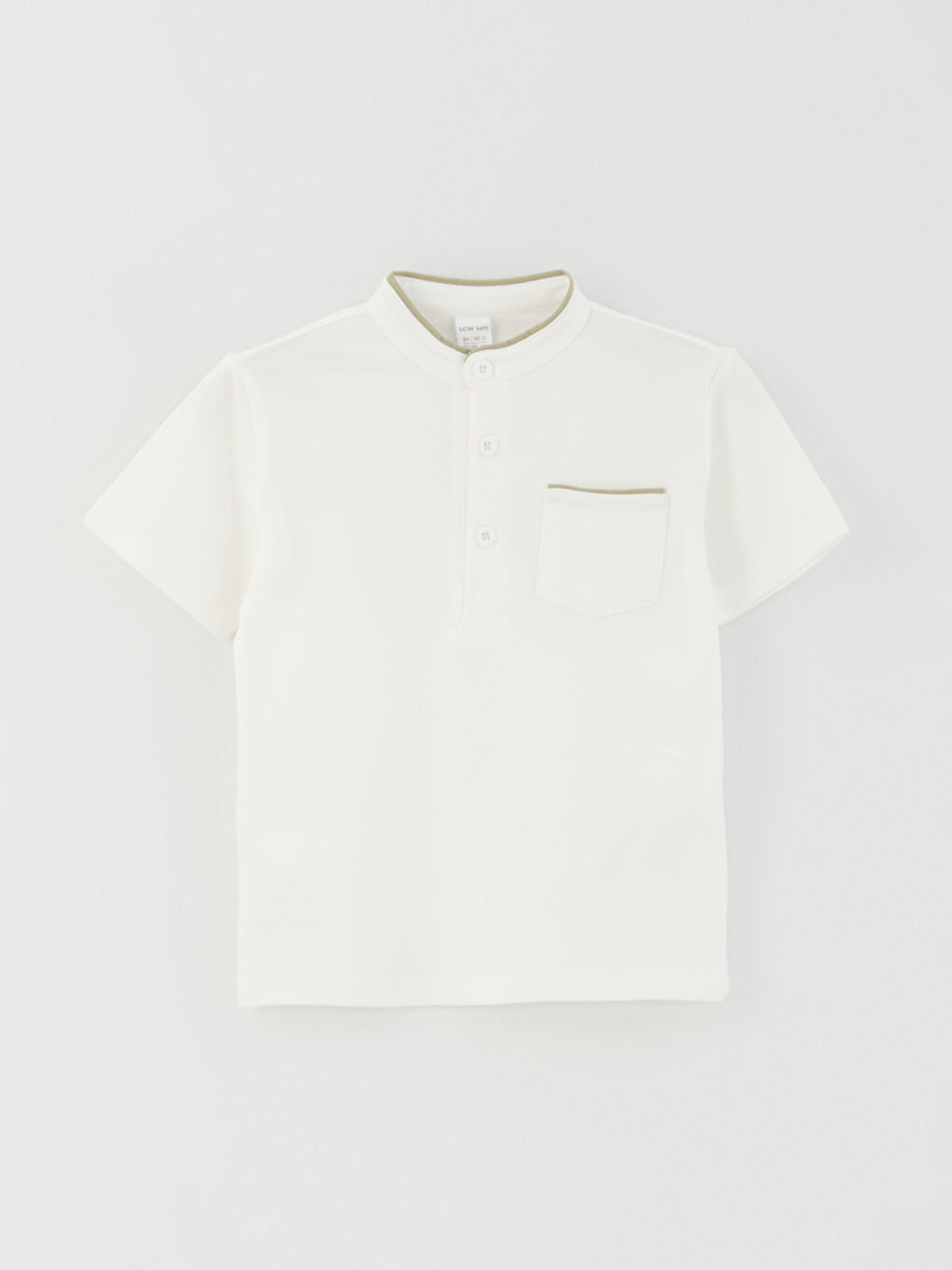 Ekru Hakim Yaka Kısa Kollu Erkek Bebek Tişört ve Şort 2'li Takım-1