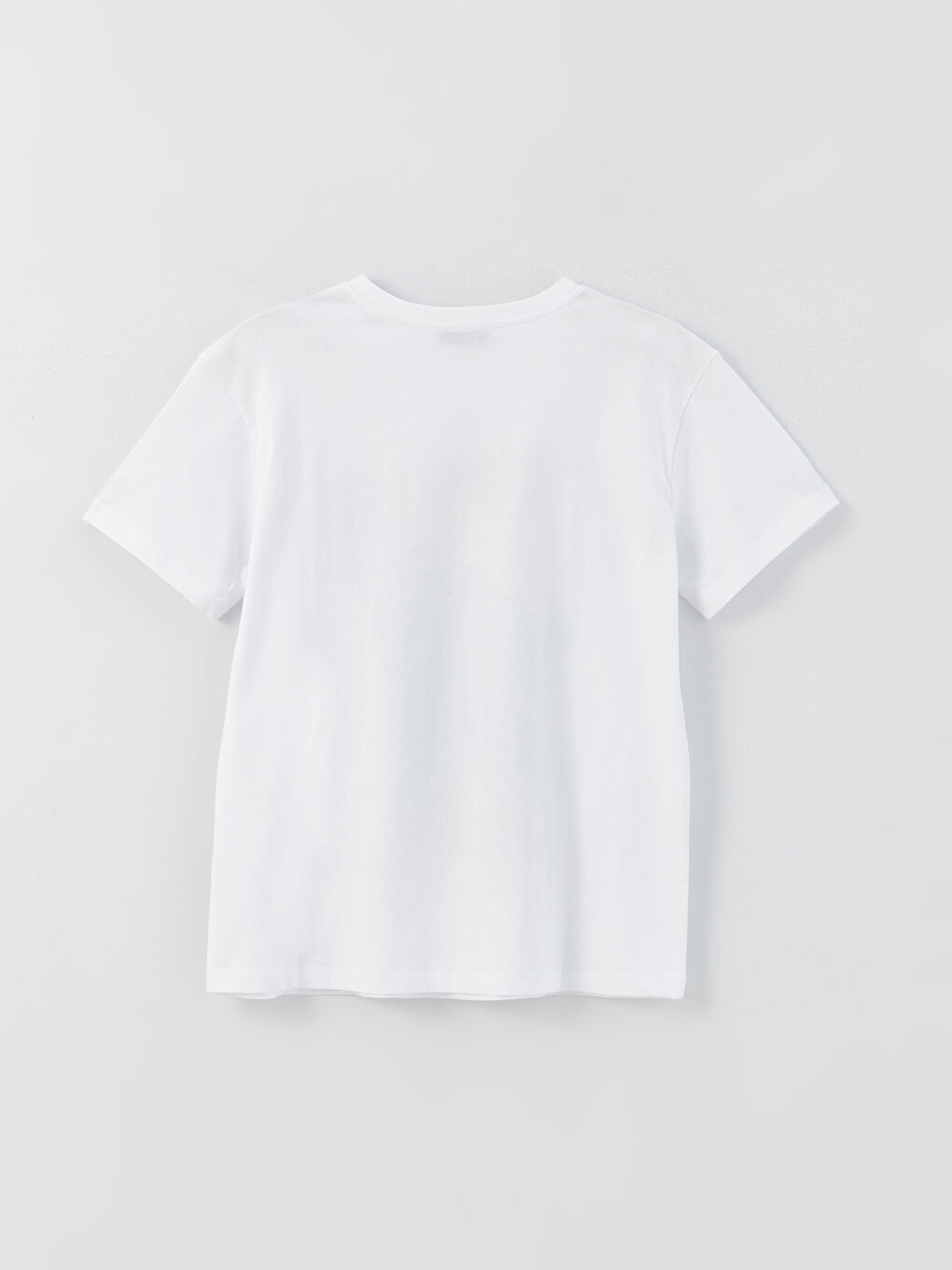 Beyaz Bisiklet Yaka Baskılı Kısa Kollu Kadın Tişört-6