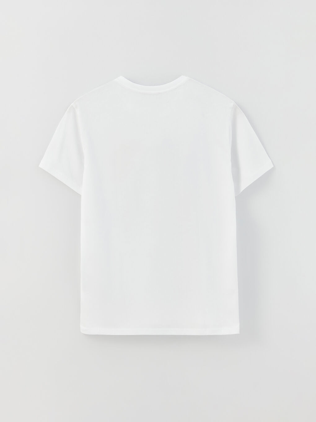 Beyaz Bisiklet Yaka Baskılı Kısa Kollu Kadın Tişört-6