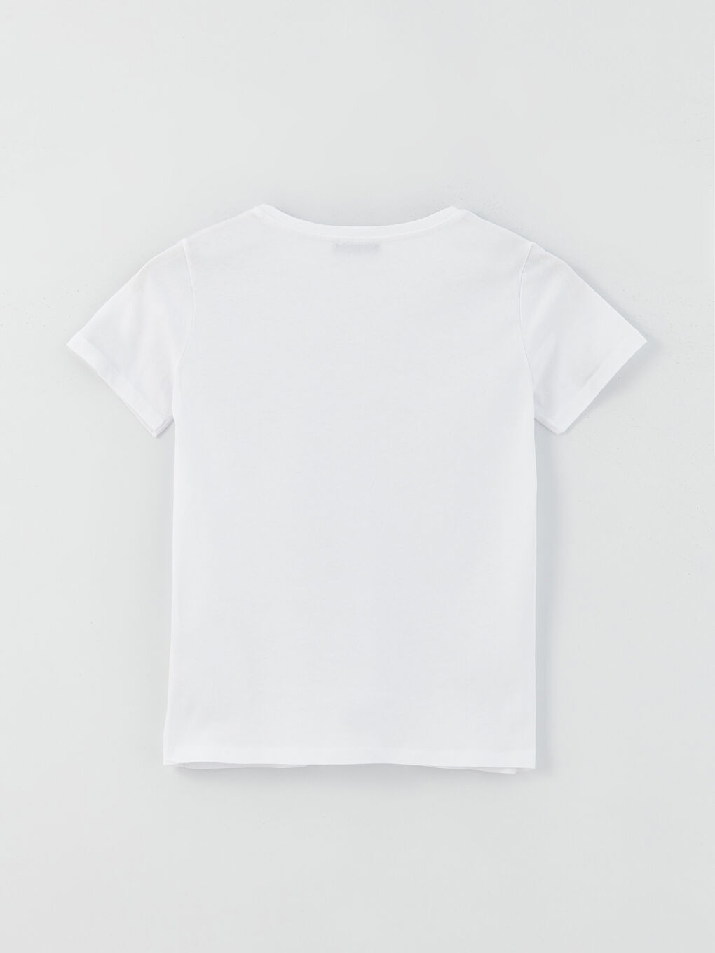 Beyaz Bisiklet Yaka Baskılı Kısa Kollu Kadın Tişört-6