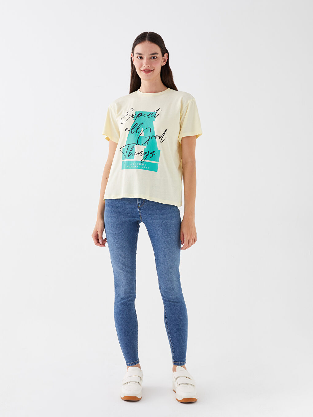 LCW Vision Crew Neck Printed Short Sleeve Women's T-Shirt -S3JH24Z8-FDR