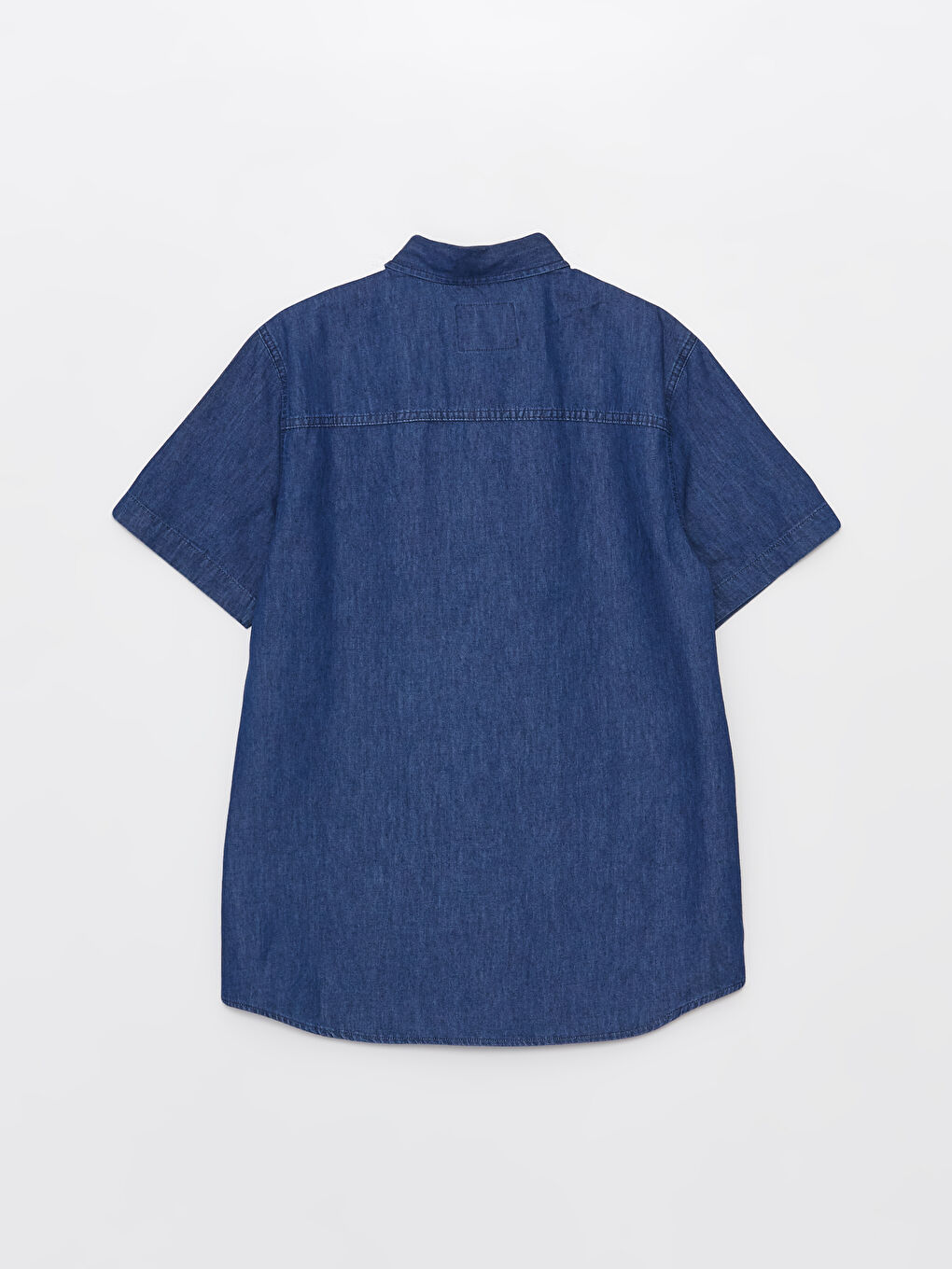 قميص جينز كم قصير عادي للرجال-5