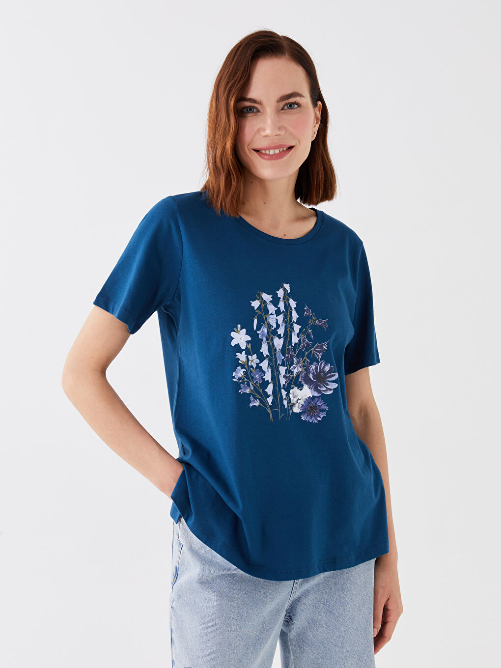 Crew Neck Printed Short Sleeve Women's T-Shirt