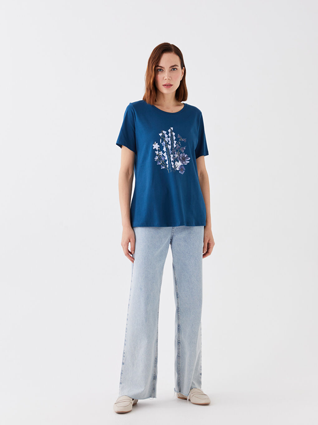 Crew Neck Printed Short Sleeve Women's T-Shirt-1