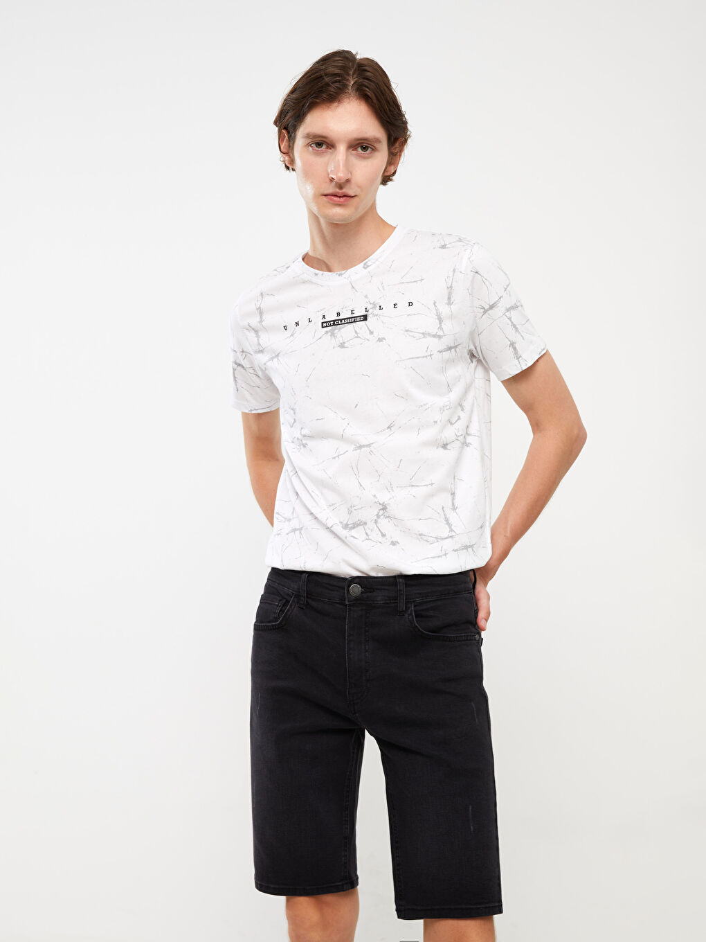 Short en Jean Super Moulant pour Hommes-1