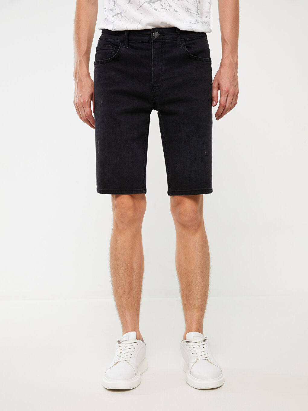 Short en Jean Super Moulant pour Hommes-3