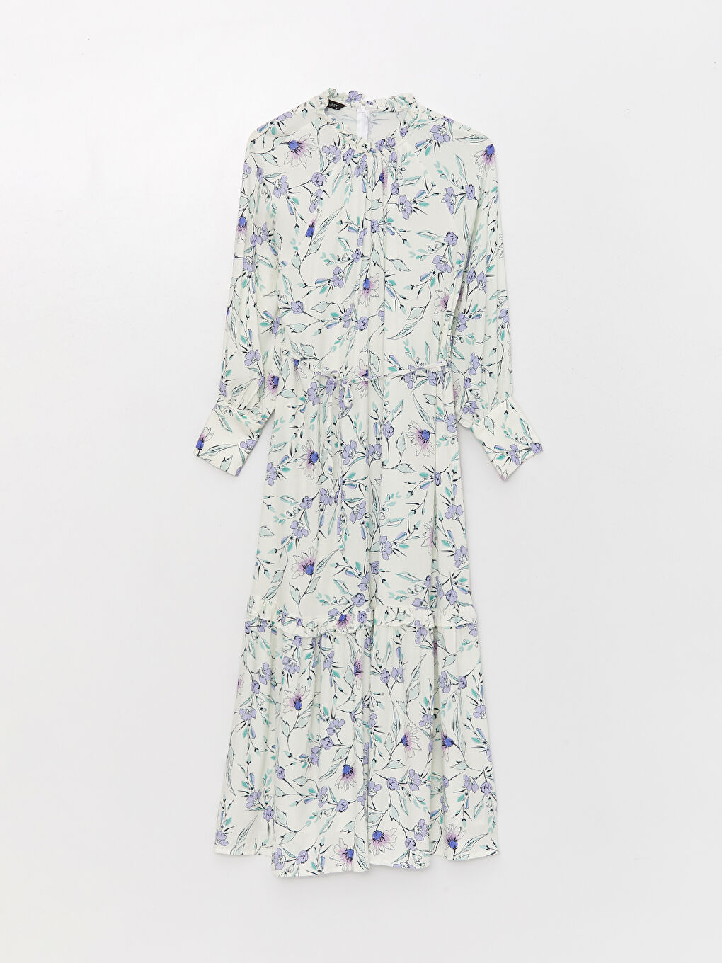 Ruffle Standing Collar Floral Long Sleeve Women's Dress -S3JI02Z8-LRA