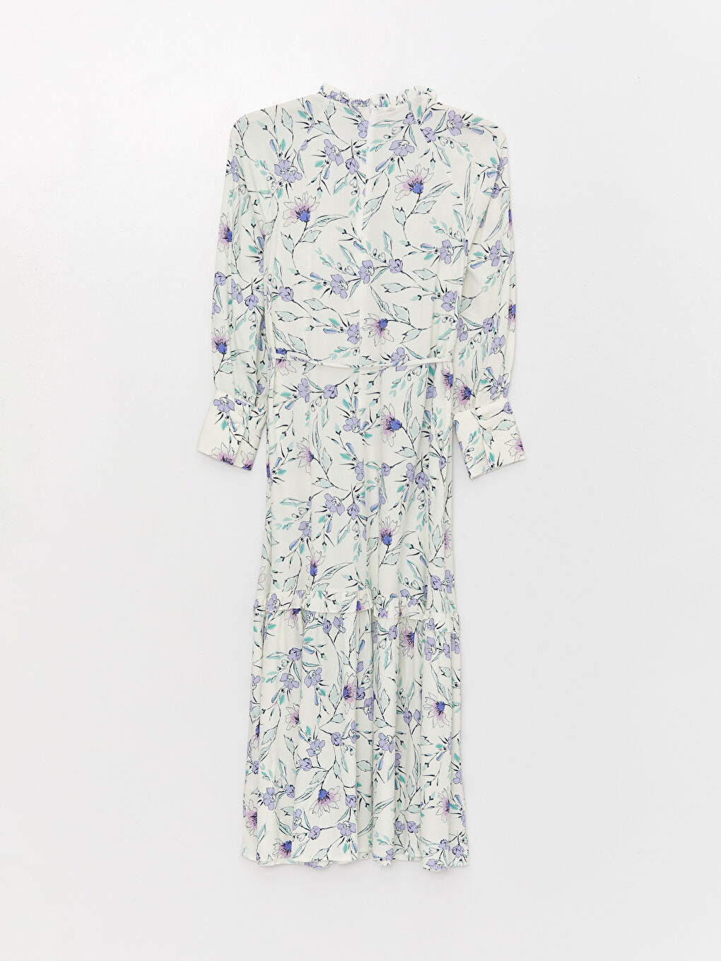 Ruffle Standing Collar Floral Long Sleeve Women's Dress -S3JI02Z8-LRA