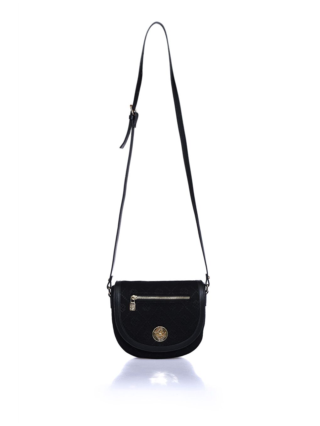 Siyah Desenli Ayarlanabilir Askılı Kadın Çapraz Çanta