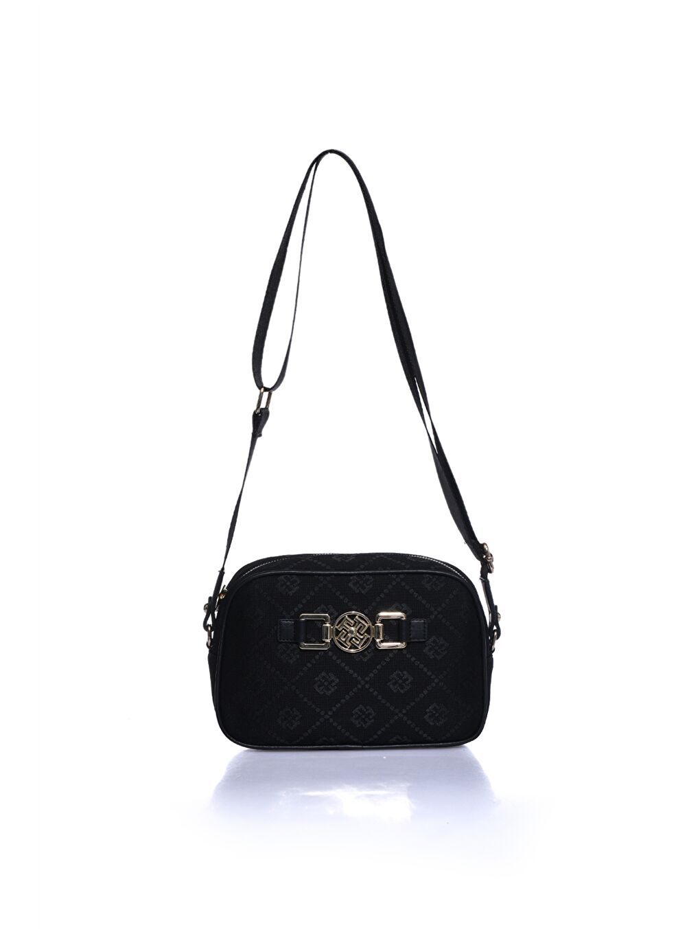 Siyah Desenli Ayarlanabilir Askılı Kadın Omuz Çantası