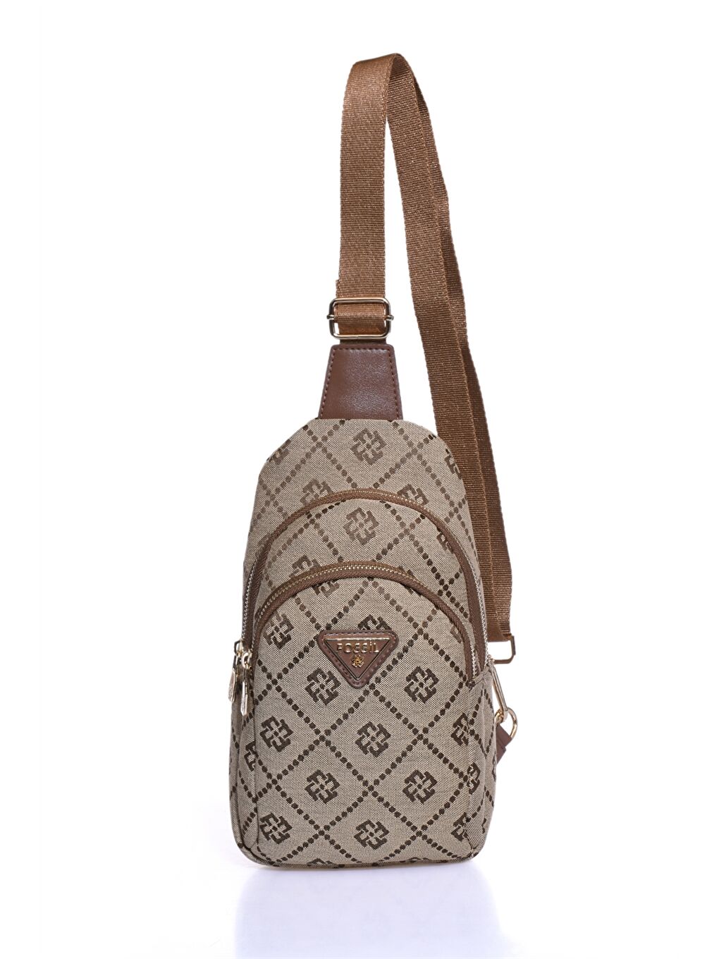 Kahverengi Baskılı Kadın Göğüs Çantası