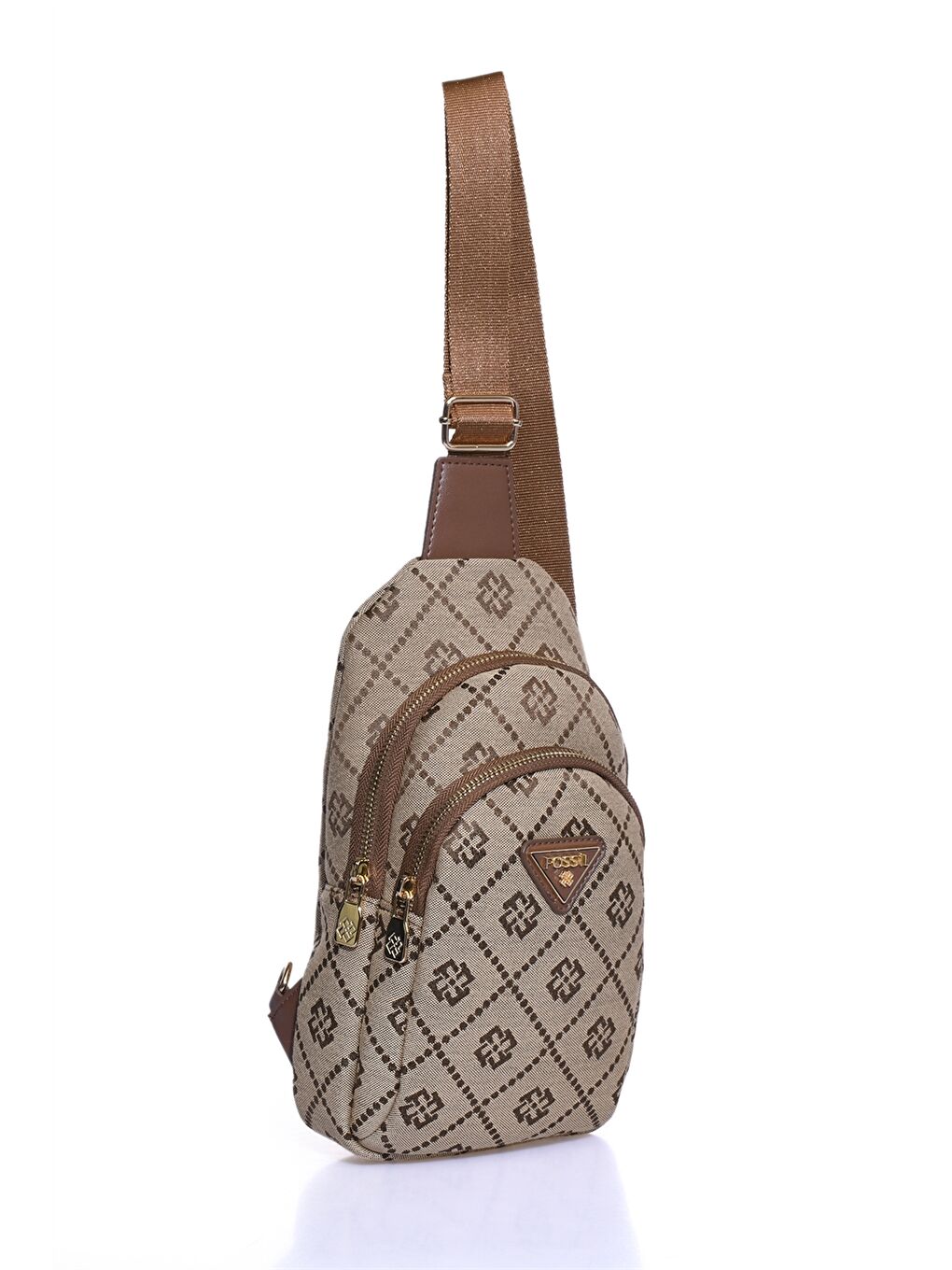 Kahverengi Baskılı Kadın Göğüs Çantası-1