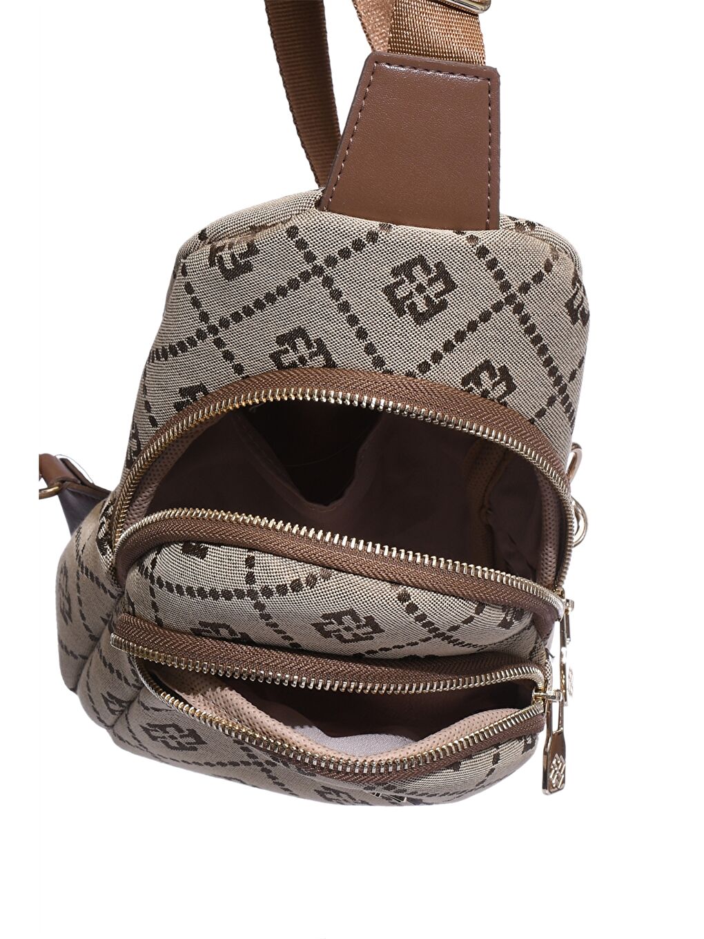 Kahverengi Baskılı Kadın Göğüs Çantası-3