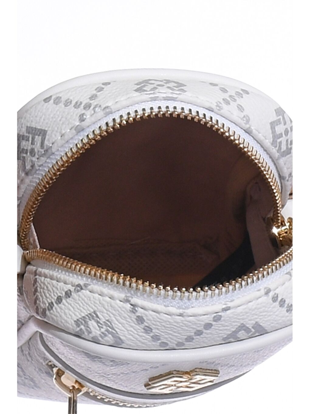 Beyaz Deri Görünümlü Zincir Detaylı Kadın Telefon Çantası-6