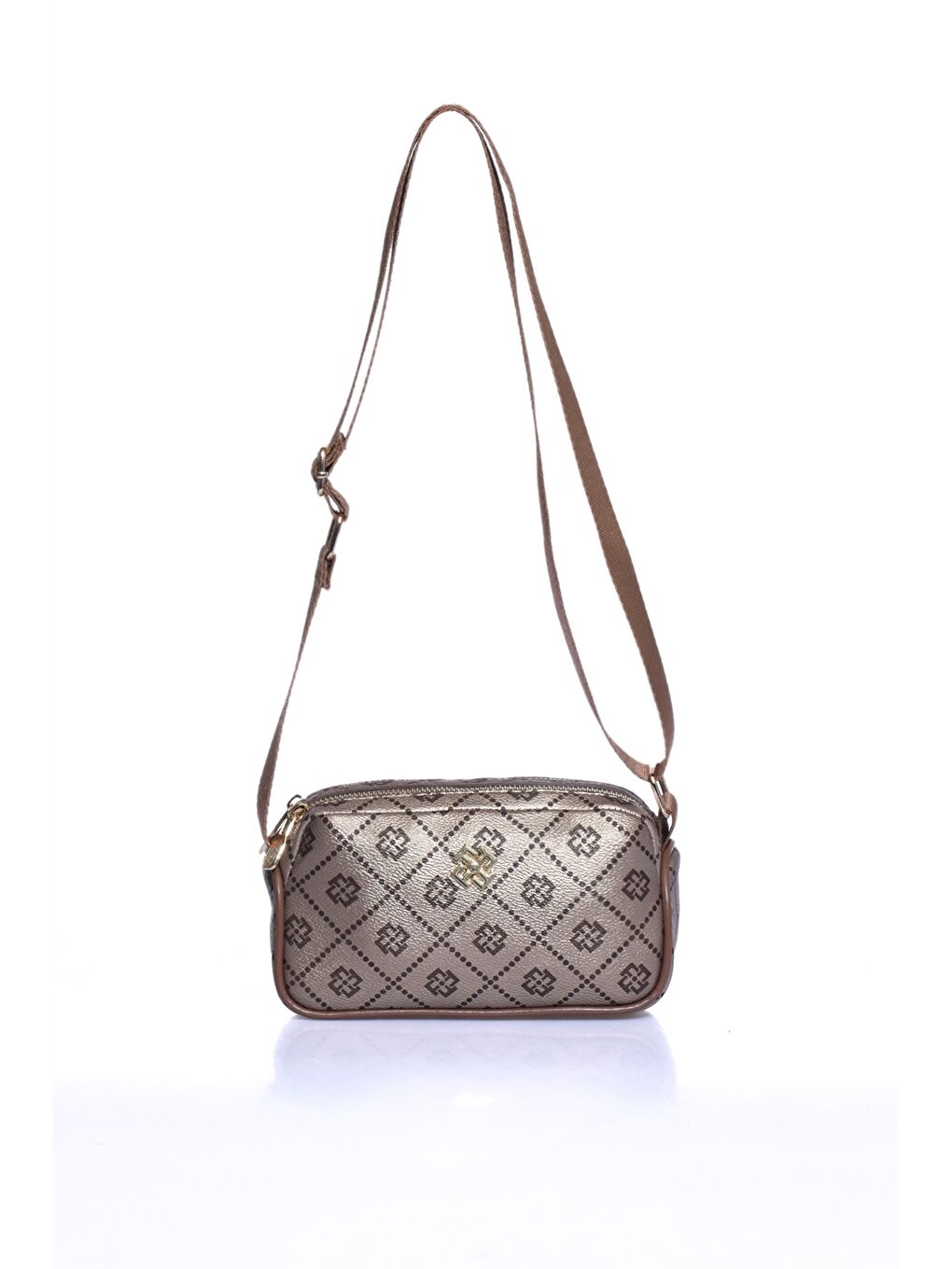 Sarı Deri Görünümlü Desenli Kadın Omuz Çantası