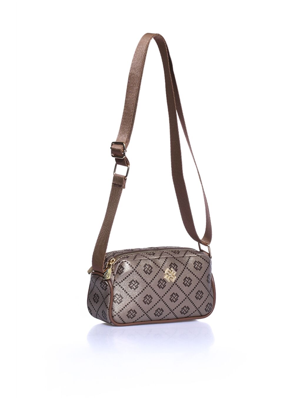 Sarı Deri Görünümlü Desenli Kadın Omuz Çantası-1