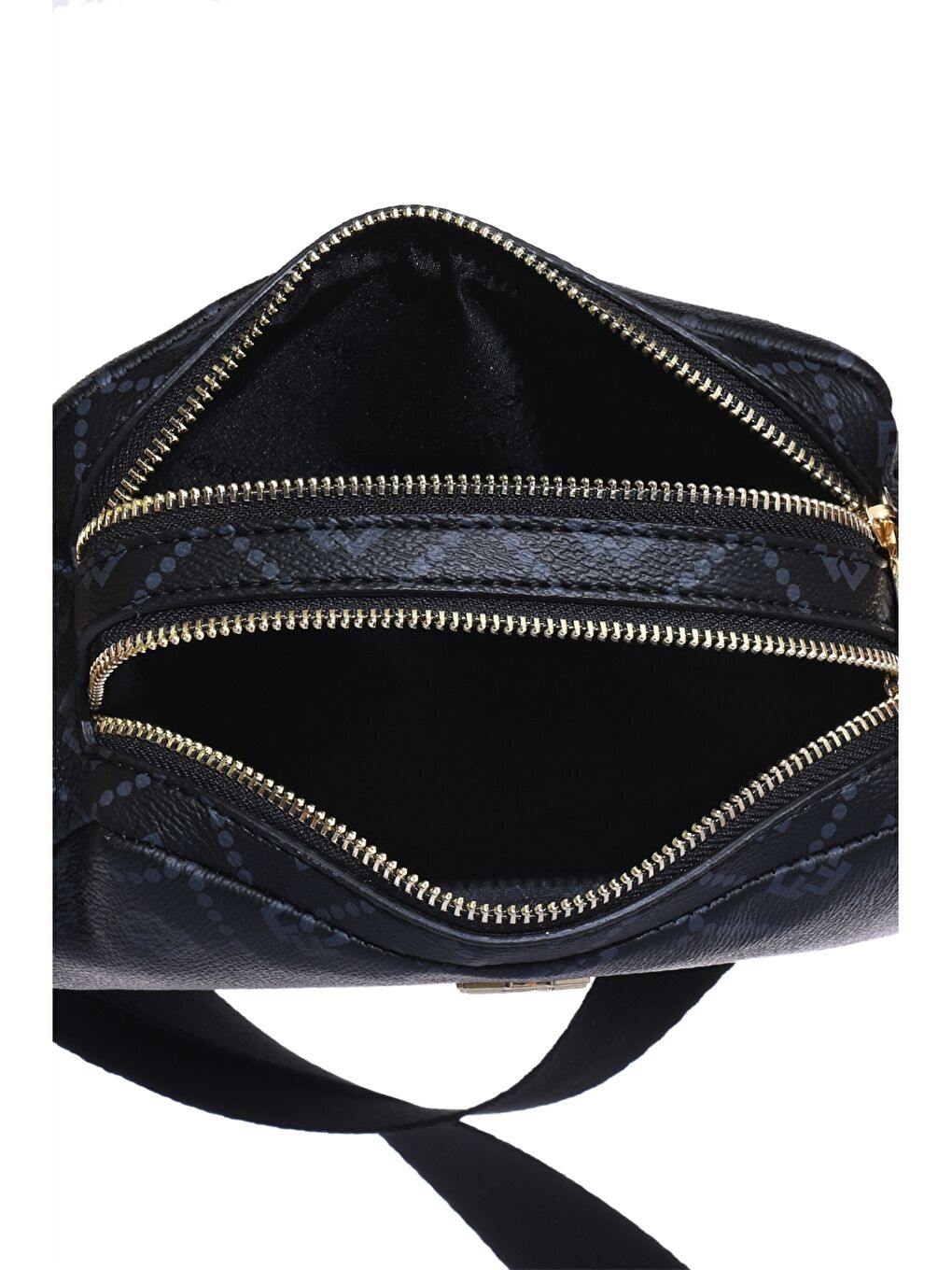 Siyah Deri Görünümlü Desenli Kadın Omuz Çantası-3