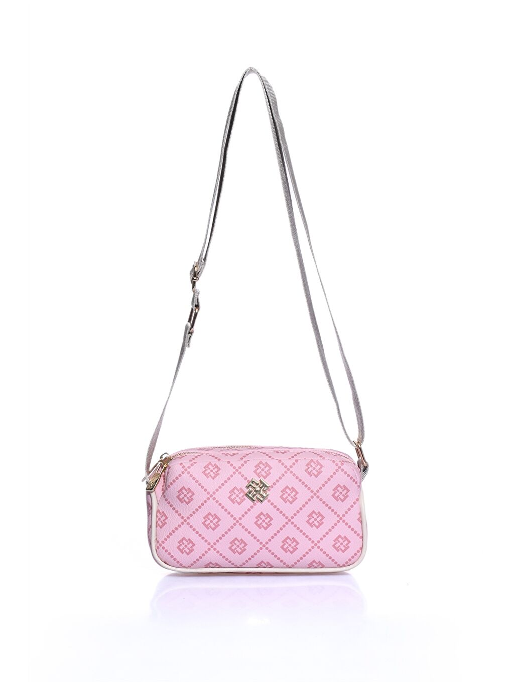 Pembe Deri Görünümlü Desenli Kadın Omuz Çantası