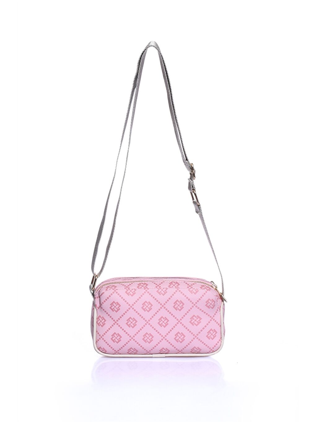 Pembe Deri Görünümlü Desenli Kadın Omuz Çantası-2