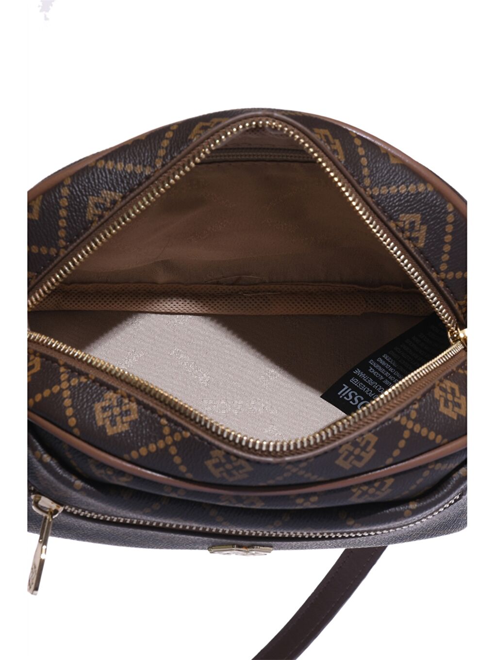 Kahverengi Deri Görünümlü Desenli Kadın Çapraz Çanta-3