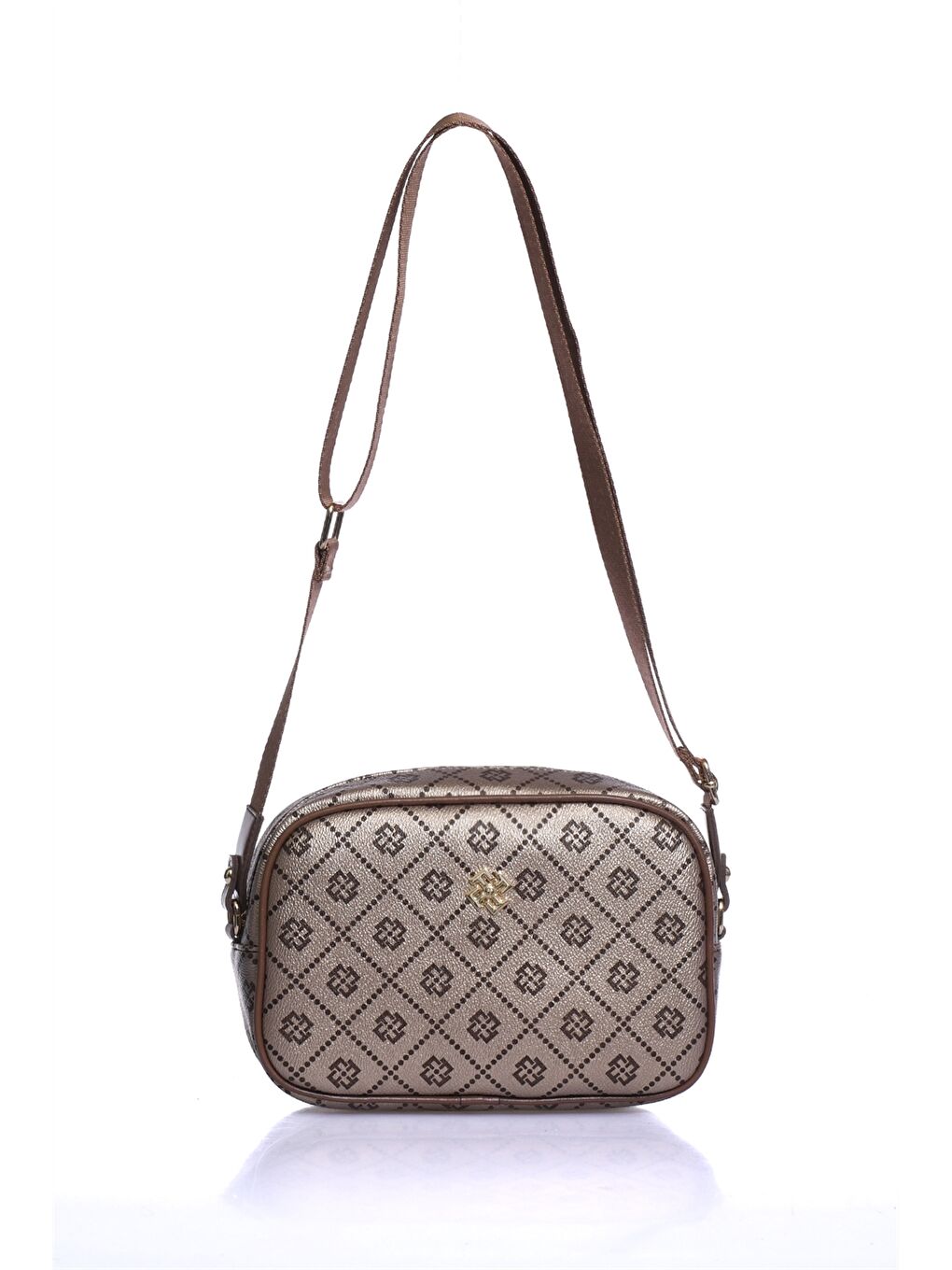 Sarı Deri Görünümlü Desenli Kadın Omuz Çantası